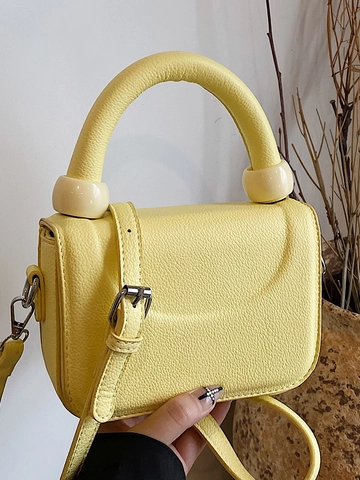 Bolso Bandolera de Moda para Mujer de Cuero PU con Grano de Lichi Bolso de Hombro Cuadrado Pequeño Minimalista con Asa Redonda Única