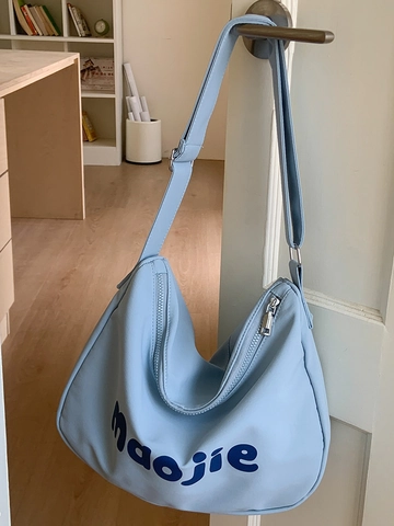 Damen Große Kapazität Canvas Tragetasche Buchstaben-Druck Casual Schultertasche Für Schüler Schule Pendeln Mit Verstellbarem Riemen
