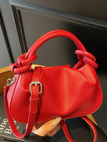 Damen PU Leder Geraffte Wolkentasche Gedrehter Knotengriff Mode Schulter Umhängetasche Minimalistisch Elegant Schick Handtasche