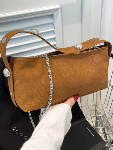 Borsa Sottobraccio a Grande Capacità per Donna Borsa Baguette Retrò con Borchie Borsa a Spalla Minimalista Tote Casual in Stoffa
