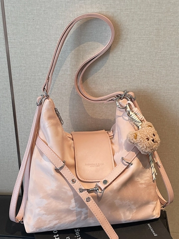 Sac à Dos Multi-usages de Grande Capacité pour Femmes 2025 Nouveau Style Preppy Sac Fourre-tout en Cuir PU Avec Boucle et Pendentif Ours