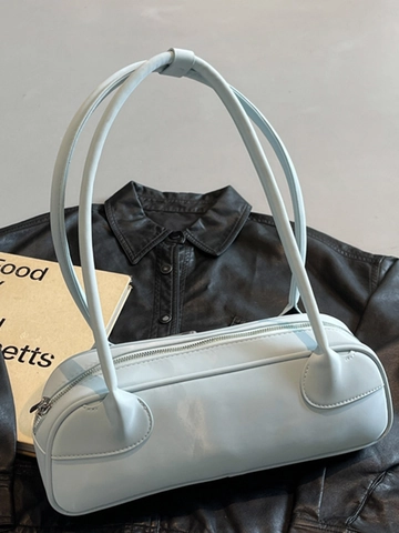 Minimalist Women PU Leather Shoulder Bag Large Capacity Solid Color Boston Bag Fashion Summer Underarm Handbag