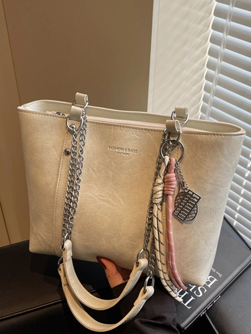Borsa Tote Grande Capacità per Donna 2025 Borsa a Spalla Minimalista in Pelle PU Moda Sottobraccio Splicing Borsetta Con Catena