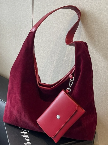 Sac à Épaule Hobo en Cuir PU Vintage pour Femmes Grand Sac Cabas Avec Mini Pochette Amovible Sac de Navettage Minimaliste