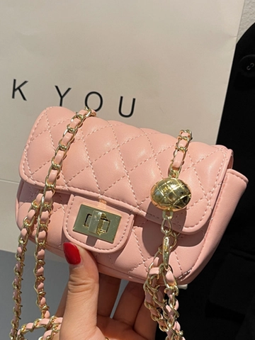 Dames Gewatteerde Diamant Mini Vierkante Tas Ketting Riem Metalen Bal Aanpassing PU Leer Crossbody Schoudertas Handtas