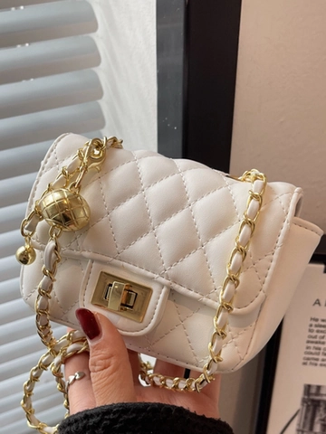 Dames Gewatteerde Diamant Mini Vierkante Tas Ketting Riem Metalen Bal Aanpassing PU Leer Crossbody Schoudertas Handtas