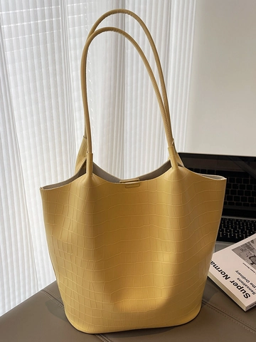 Minimalist Large Capacity Crocodile Pattern PU Leather Tote Bag For Women Summer Commuter Shoulder Bag With Inner Pouch