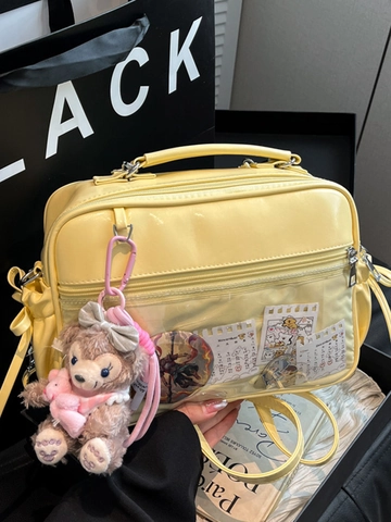 Klares PVC Fenster Ita Bag Glänzendes PU Leder Schulter Umhängetasche Minimalistisch Gespleißt Jelly Handtasche Für Damen Mädchen