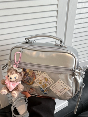 Klares PVC Fenster Ita Bag Glänzendes PU Leder Schulter Umhängetasche Minimalistisch Gespleißt Jelly Handtasche Für Damen Mädchen