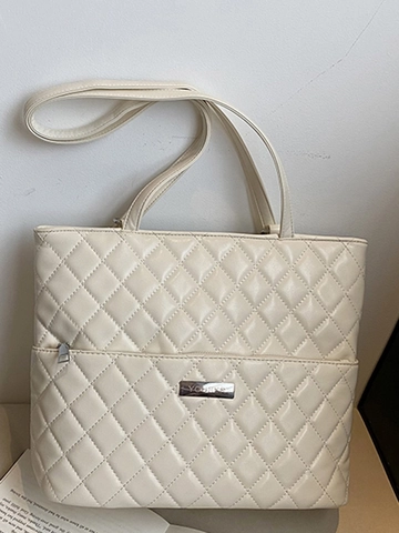 Zaino alla Moda in Pelle PU Trapuntato a Rombi Stile Coreano Borsa Tote a Spalla Grande Capacità per Donna Urban Semplicità