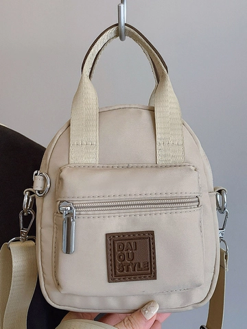 Bolso Bandolera de Nailon Ligero para Mujer Bolso de Hombro Casual de Moda con Asa Pequeño Bolso de Viaje de Color Sólido