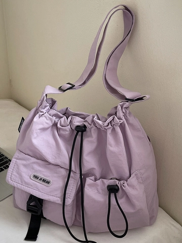 Borsa a Spalla in Stile Coreano con Coulisse di Nicchia Borsa a Tracolla di Grande Capacità per Uomo Donna Tinta Unita Casual Pendolare