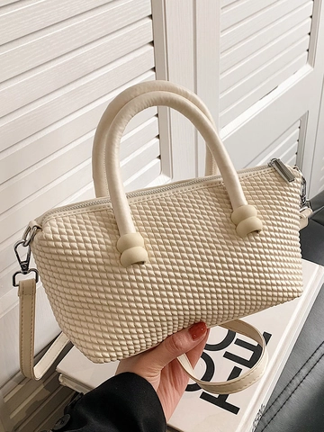 Women Fashion PU Leather Shoulder Bag 3D Woven Texture Small Square Bag Urban Simple Crossbody Bag With Adjustable Strap