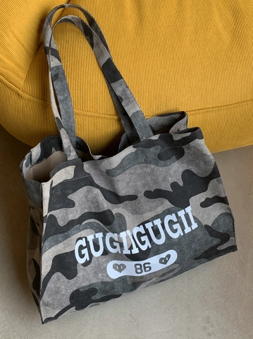 Borsa Tote in Tela Mimetica di Grande Capacità Stile Coreano Ins Borsa a Tracolla Casuale Stampata per Donna Moda Shopper