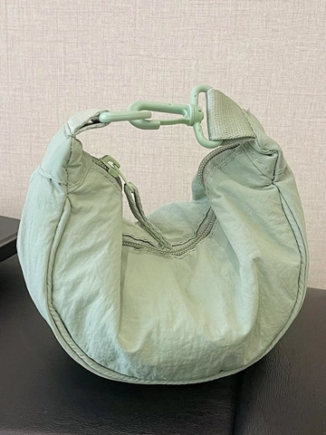 Women Casual Nylon Half Moon Crossbody Bag Large Capacity Dumpling Bag Minimalist Commuter Shoulder Bag Adjustable Wide Strap