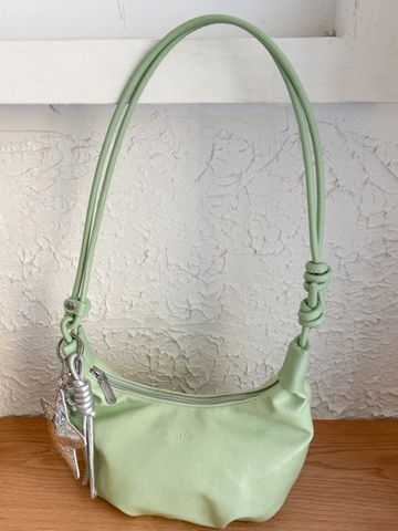 Women Minimalist PU Leather Hobo Shoulder Bag With Knot Strap Star Charm Fashion Casual Dumpling Underarm Crossbody Bag
