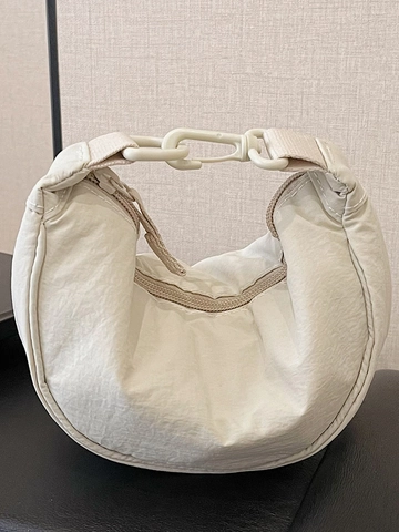 Women Casual Nylon Half Moon Crossbody Bag Large Capacity Dumpling Bag Minimalist Commuter Shoulder Bag Adjustable Wide Strap