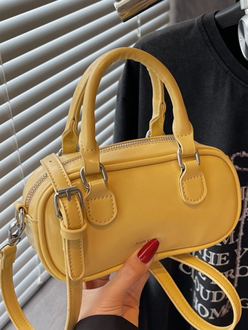 Mode PU Leder Boston Schultertasche Retro Kissentasche Minimalistische Umhängetasche Mit Verstellbarem Riemen Für Damen Pendeln