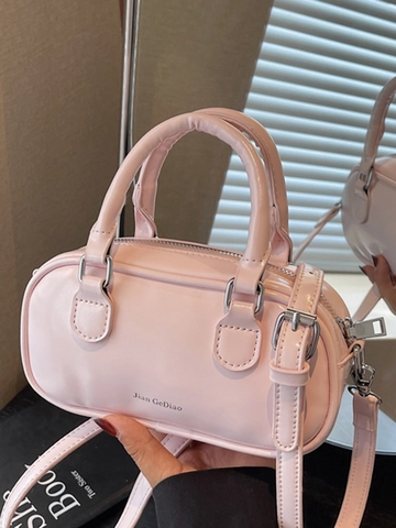 Mode PU Leder Boston Schultertasche Retro Kissentasche Minimalistische Umhängetasche Mit Verstellbarem Riemen Für Damen Pendeln