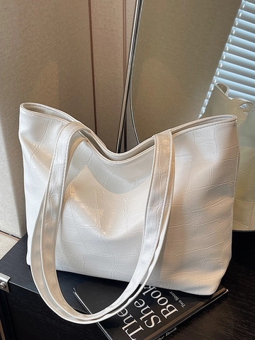 Borsa Tote in Pelle PU con Motivo Coccodrillo di Grande Capacità per Donna Borsa a Tracolla con Cerniera per Pendolarismo