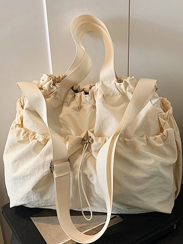 Große Kapazität Nylon Kordelzug Tragetasche Für Damen Urbane Einfachheit Einfarbig Lässig Umhängetasche Handtasche Alltag