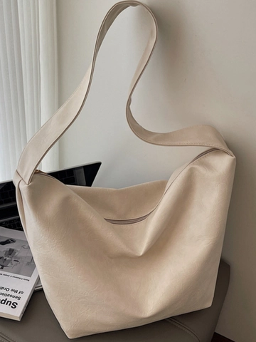 Borsa Tote da Donna in Pelle PU di Grande Capacità Borsa a Tracolla Morbida Borsa a Mano Minimalista Pendolare Borsa Hobo con Cerniera