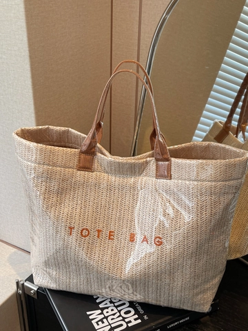 Große Kapazität Gewebte Stroh-Tote-Bag Für Damen 2025 Sommer Mode Lässige Schultertasche Für Büro Pendeln Reise Strand Handtasche