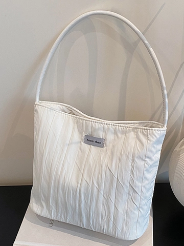 Bolso de Hombro Plisado Minimalista de Estilo Coreano para Mujer Bolso Tote de Tela Compuesta de Gran Capacidad