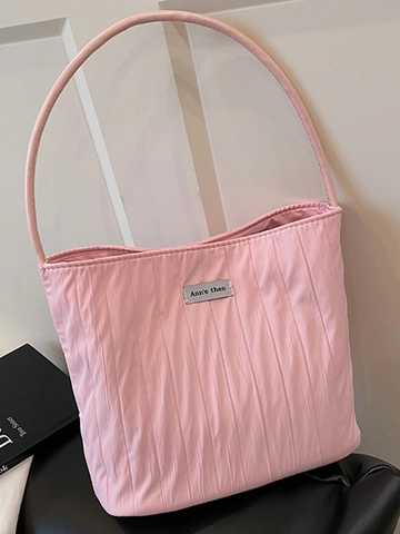 Bolso de Hombro Plisado Minimalista de Estilo Coreano para Mujer Bolso Tote de Tela Compuesta de Gran Capacidad