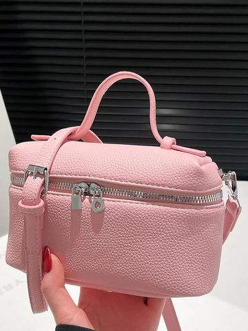 Sac à Bandoulière pour Femmes en Cuir PU Motif Litchi Mini Sac Boîte Sac à Main Avec Bandoulière Unique Accessoires Argent