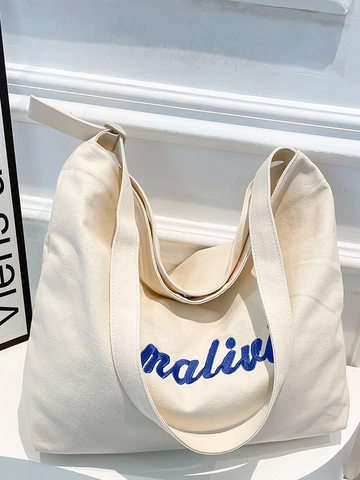 2025 Nuova Borsa Tote in Tela Stile Ins Coreano per Donna Grande Capacità Casual Borsa a Spalla Tracolla Ricamo Borsa Pendolare