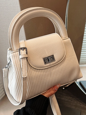 2025 Nuova Borsa a Tracolla Minimalista a Righe Borsa a Spalla Piccola di Design Elegante Borsa in Pelle PU a Pieghe da Donna