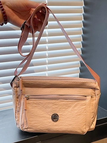 Mode Simple Nylon Petit Sac Carré Bandoulière Pour Femmes Grande Capacité Multi Fermeture Éclair Sac À Épaule Décontracté Navettage