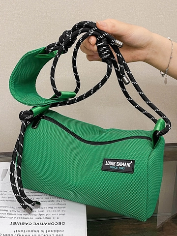 Damen Mode Zylinder Schultertasche Netzstoff Umhängetasche Minimalistische Tonne Tote Bag Mit Seilriemen Lässige Handtasche