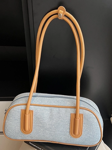 Nischen-Patchwork-Bowling-Tasche Große Kapazität Canvas-Kunstleder-Schulter-Achseltasche Urbane Minimalistische Pendler-Handtasche
