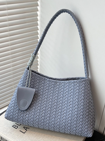 Niche Hand Woven PU Leather Underarm Bag Fashion Casual Single Shoulder Bag Large Capacity Solid Color Tote Bag For Women