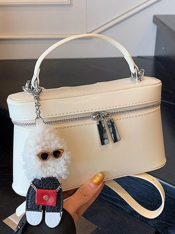 Borsa a Tracolla a Scatola da Donna in Pelle Verniciata PU Elegante Borsa a Mano Tinta Unita Con Tracolla Regolabile da Giorno
