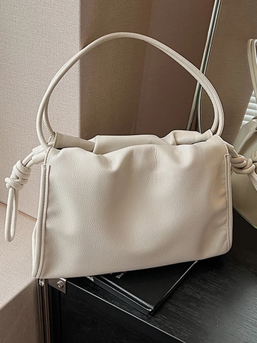 Borsa a Spalla Plissettata a Nuvola in Pelle PU Minimalista per Donna Borsa a Mano con Tracolla Annodata Borsa a Tracolla Quadrata