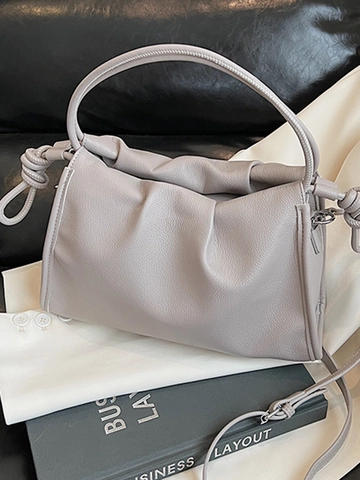 Borsa a Spalla Plissettata a Nuvola in Pelle PU Minimalista per Donna Borsa a Mano con Tracolla Annodata Borsa a Tracolla Quadrata