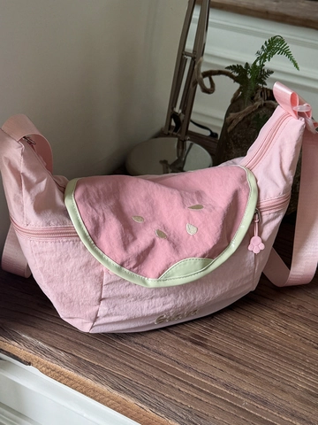 Sac à Épaule en Nylon pour Femmes Thème Fruits Style Japonais Croissant Sac d'Aisselle Avec Broderie Sac Bandoulière Quotidien