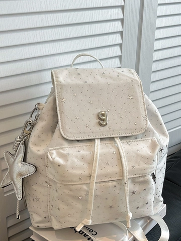 Damen Mode Nylon Rucksack Sternenmuster Große Kapazität Reise Schultasche Streetwear Lässig Tagesrucksack Mit Sternanhänger