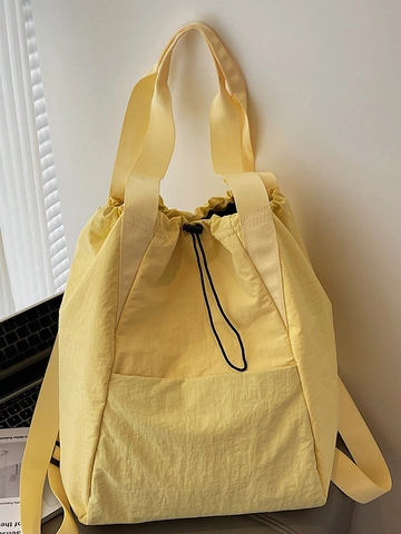 Zaino da Donna a Grande Capacità con Coulisse Borsa a Tracolla in Tessuto Leggero Cartella Scolastica Casual per Studenti