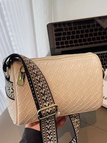 Damen Webstuhl Kissen Umhängetasche Große Kapazität Mode PU Leder Umhängetasche Mit Gemustertem Breitem Gurt Sommer Lässige Handtasche