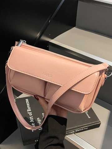 Vintage Niche PARIS Embossed PU Leather Underarm Baguette Bag Double Front Pockets Casual Shoulder Crossbody Bag Women
