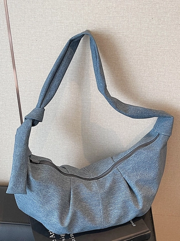 Bolso de Hombro Hobo de Media Luna de PU Minimalista Urbano para Mujer Correa Anudada Plisada Gran Capacidad Viajes Diarios Bolso Bandolera Casual