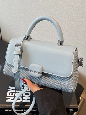 Bolso de Hombro de PU Patchwork a la Moda para Mujer Minimalista Color Sólido Bolso Cuadrado Cruzado Bolso de Mano Casual Diario