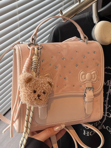 Mode PU Leer Vrouwen Rugzak Zoete Strass Strik Handtas Koreaanse Stijl Hoog Uiterlijk Student Schooltas Schoudertas