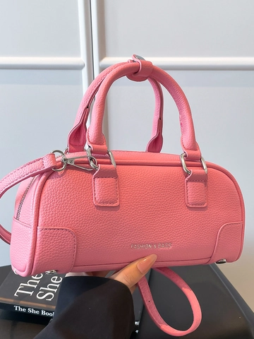 Damen Trendy Litschi Textur PU Leder Boston Tasche Mode Buchstabendruck Handtasche Mit Verstellbarem Riemen Umhängetasche