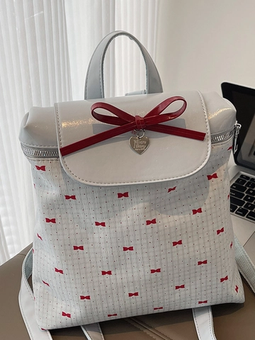 Zaino Moda Donna Grande Capacità Stampa Floreale Fiocco Volant Borsa Scuola per Studenti Stile Dolce Zaino da Viaggio