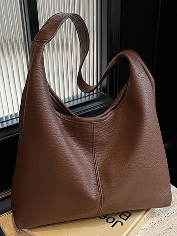 Vintage PU Leder Damen Tasche Großes Fassungsvermögen Minimalistische Urban Commuter Hobo Schultertasche Mode Handtasche
